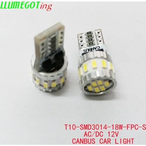 20pcs T10 W5W 194 168 White 18x SMD3014 AC12V Canbus No Error No Polarity Width Indicator Interior License Plate Lights for BMW