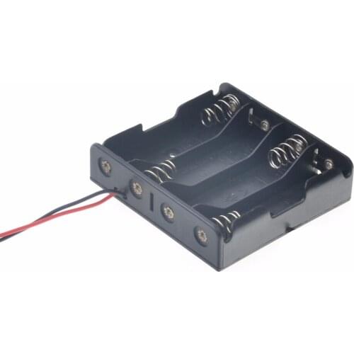 300pcs Black 4 AAA 6V Battery Holder Storage Case Box With Wire Leads