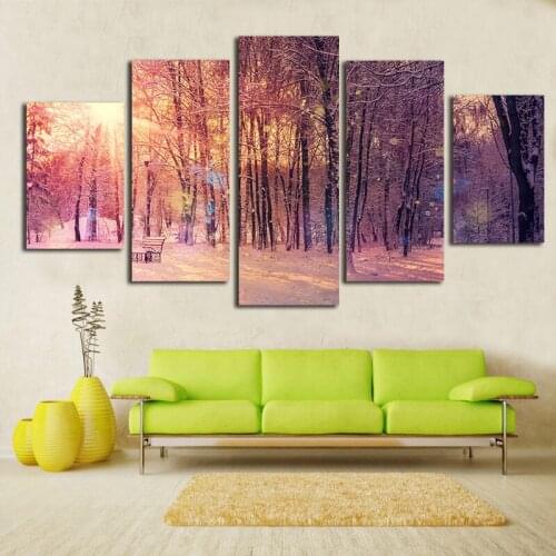 Top Sell 5 Pieces Modern Wall Art Painting Of snow tree Series Artwork Picture Cuadros Modular Paintings On The Wall