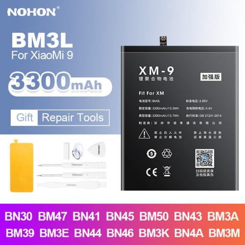 Nohon BM3L for Mi 9 Battery BM47 BN41 BN30 BN45 BM50 BN43 BM3A BM39 BM3E BN44 BN46 BM3K BN4A BM3M for Xiaomi Redmi Note 4 4A