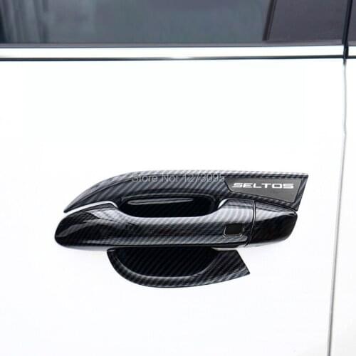 For Kia Seltos 2019 2020 ABS Black Car Door Handle Bowl Side Door Bowl Cover Trim Protectors Exterior Car Stying Accessories
