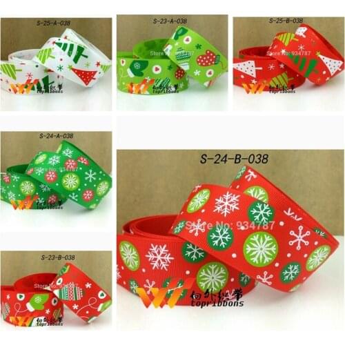 Free shipping 50 yard 1.5 inch 38 mm Christmas ribbon printed grosgrain ribbon S-24-B-038