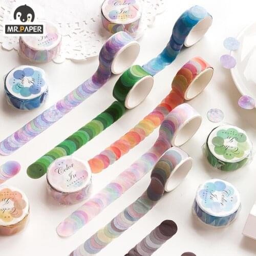 Mr.Paper 14*14mm Hard Candy Dot Color Washi Journaling Writing Memory Washi Tape Deco Gift Label Ins Masking Tapes Easy to Tear