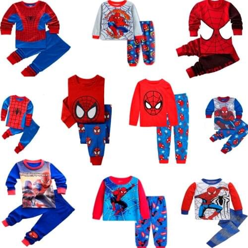 Kids Spider Pajamas Sets Girl and Boy Clothes Sweet Dreams Pijamas Children Cartoon Long Sleeve T-Shirt+Pants pajama set