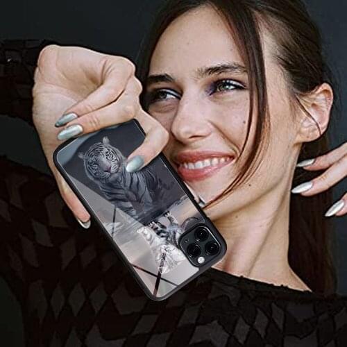 Funny animal DIY Cat tiger dog lion Phone Case Rubber phone cases for iPhone 12 11 Pro Max XS 8 7 6S Plus X SE XR 12 Mini Cover