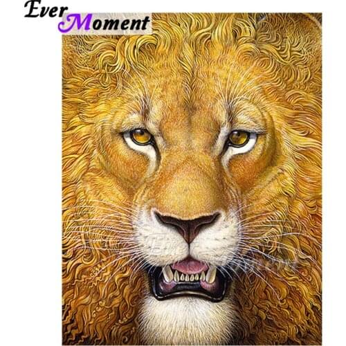Ever Moment Diamond Painting Lion Full Square Drill Handmade 5D DIY Mosaic Diamond Embroidery Decoration For Home ASF1076