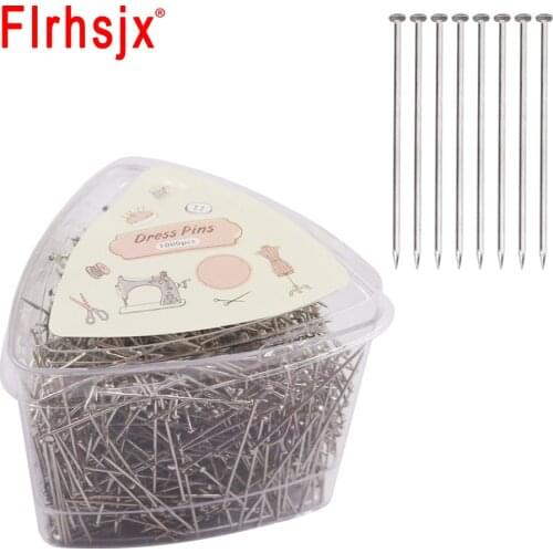 FLRHSJX 1000pcs 31mm Sewing Pins Stainless Steel Head Pins Fine Satin Pin Straight for Jewelry Making DIY Fabric Sewing Supplies