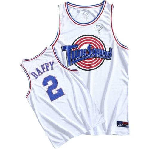 Space Jam DAFFY Jersey 2# Basketball Movie Tune Squad Sports Fashion Hip Hop Sleeveless Shirt Loose Singlet Uniform White