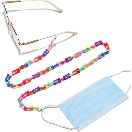 Imixlot Charm Fashion Colorful Acrylic Hanging Neck Masks Glasses Chain Women Men Retro Anti-slip Sunglasses Lanyard Accessories