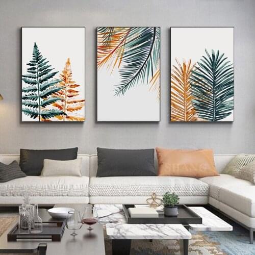 Nordic Color Plant Cactus Leaves Poster Print Landscape Wall Art Canvas Painting Picture for Modern Living Room Home Decoration