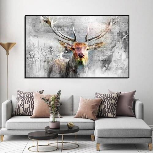 Animal Art Canvas Paintings Modern Elk Deer Posters and Prints Home Decoration Wall Picture For Living Room Cuadros No Frame