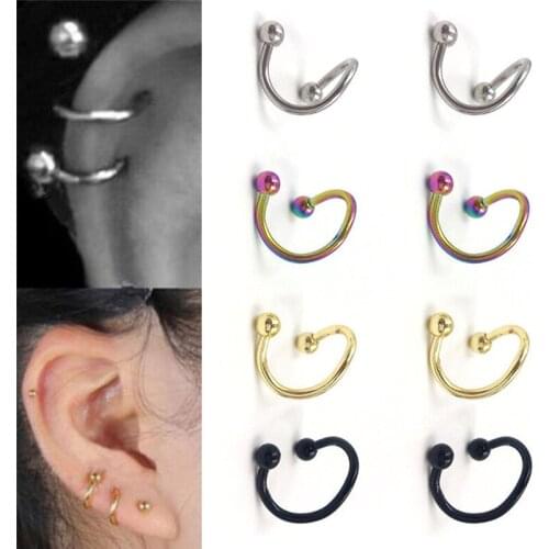 1 Pair S Spiral Surgical Steel Spiral Twisted Lip Ring Nose Rings 16 Gauge Ear Cartilage Helix Piercing Body Accessories Jewelry