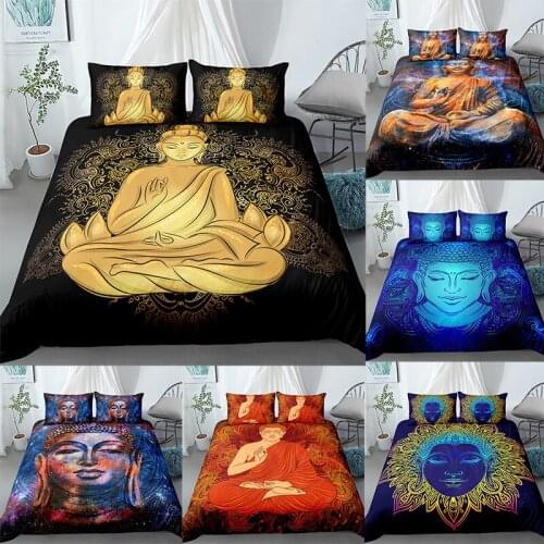 3D India Buddha Printed Bedding Set Queen King Sizes Bedclothes For Home Duvet Cover Sets With Pillowcase 2/3Pcs Textile