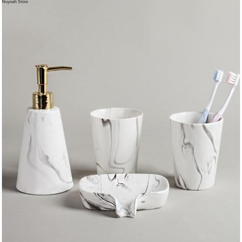 Bathroom Toiletries Marble Ceramic Mouthwash Cup Toothbrush Holder Lotion Bottle/soap Dish/luxury Bathroom Decor Accessories