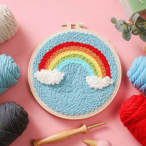 Rainbow Easy DIY Punch Needle Embroidery Kit Punch Needle Cross Stitch for Beginner Handmade Craft Wall Painting Home Decor
