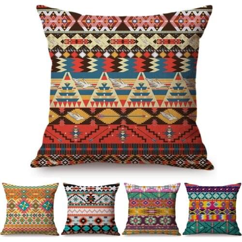 Islamic Pattern Floor Cushion Cover Turkish Ethnic Vintage Stripe Wave Pillow Cover Bohemian Decorative Sofa Throw Pillow Case