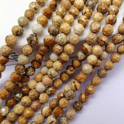 4MM Picture Stone Faceted Loose Beads Strand 15 Inch Jewelry Making A325