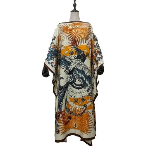 Causal European Printed Boho Womens clothing For Holiday Plus Size Kuwait Traditional Batwing Sleeve Kaftan Dress For Women