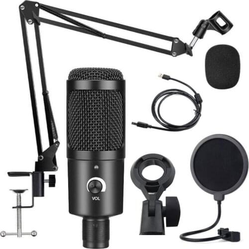 Professional USB Computer Microphones Kit With Adjustable Stand Shock Mount For PC Laptop Singing Studio Gaming Video Microfon