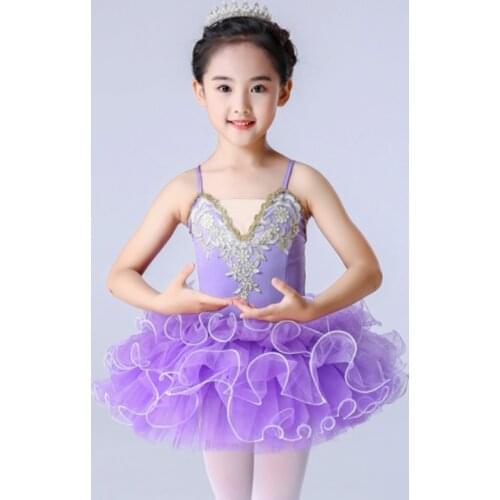 Pink Sequins Ballet Dress For Toddler Kids Girls Tutu Ballet Child Contemporary Dance Costumes Figure Skating Dress Ballerina