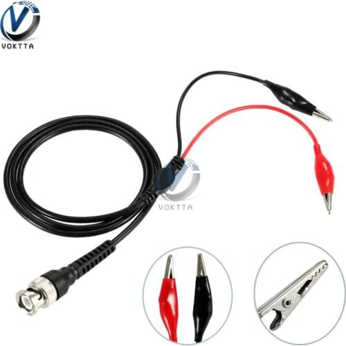 Oscilloscope BNC Male Plug to Dual Alligator Clip Oscilloscope Test Probe Lead Cable 1m 500V 5A for Electrical Working