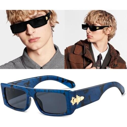 New luxury brand narrow side square box mens sunglasses fashion gorgeous personality color womens sunglasses Oculos De Sol