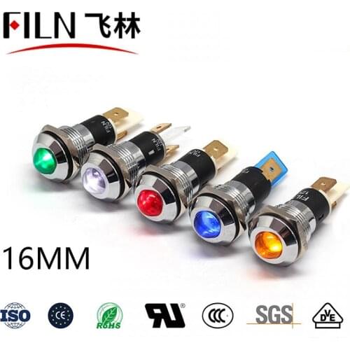 FILN Metal Socket head Good price indicator light 12v 24v 110v 220v 16mm LED pilot lamp without wire