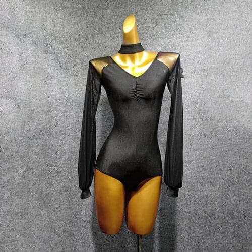 Latin Dance Dress Women Long Sleeve Black Latin Dance Tops for Ballroom Samba Tango Chacha Dancing Performamnce T028