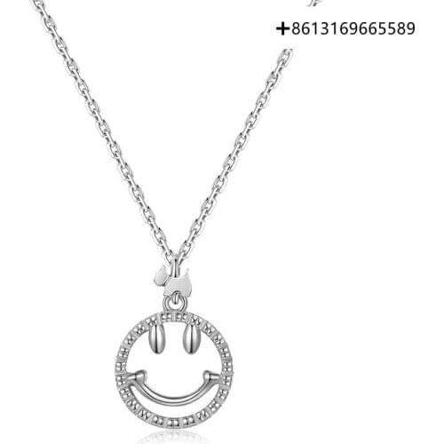 Fashion boutique S925 smile series pendant French vintage necklace hollow-out smiling face collarbone chain women