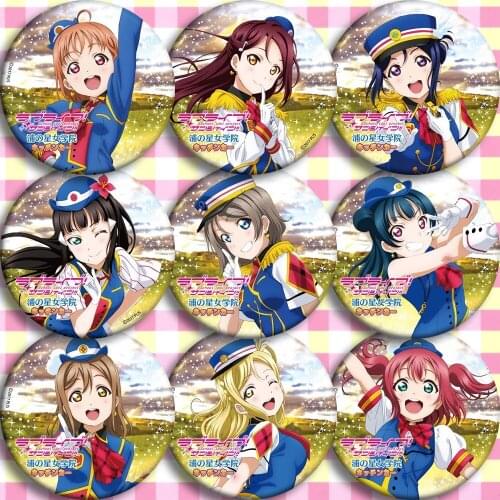 1pc 58mm LoveLive Sunshine Anime badge Takami Chika Sakurauchi Riko kanan Brooch Pins