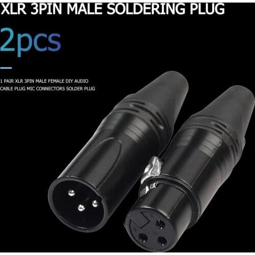 2pcs XLR Adapter 3Pin Male Plug Female Welding Microphone Audio Cable Connector Contact Point Of Coarse Copper Core Plug