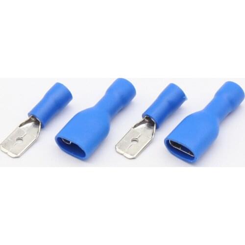 6.3mm blue Female/Male Spade Insulated Electrical Crimp Terminal Connectors