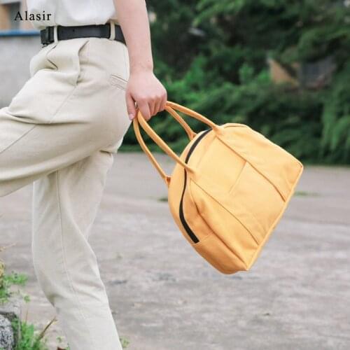 Alasir Simple Preppy Student Bag High Quality Women Handbags Japanese Style Canvas Bags Pure Color Casual Bowling Bags