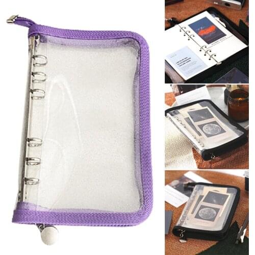 Loose-Leaf Notebook with Transparent Interlayer Portable Multipurpose Zippered Handbook Creative Gifts Loose-Leaf Notebook