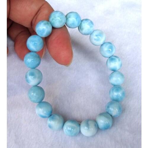 Free Shipping Natural Larimar Round 10mm Beads Bracelet Women Jewelry Accessories Weddings Parties Birthday Gift
