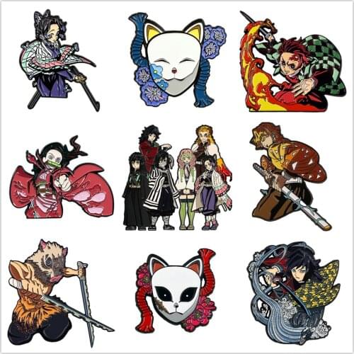 LIMITED Edition Kimetsu no Yaiba Anime Badge Brooch Lapel Pins Enamel Pin Demon Slayer Cosplay Props Metal Bedge Souvenir Gifts