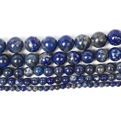 6-10mm Natural Stone Beads Smooth Round Loose Lasurite Stone Beads For Jewelry Making DIY Charm Bracelet Necklace Handmade