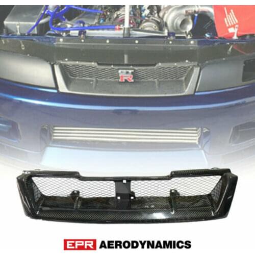 For Nissan R33 Skyline GTR (GTR Only)OE Style Carbon Fiber Glossy Finished Front Bumper Grill Exterior Car accessories Body kit
