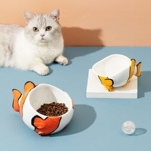 Cat Dog Bowl Ceramic Cat Bowl Safeguard Neck Puppy Cat Feeder Pet Dog Feeding Food Bowls Cartoon Style Pet Bowl Dog Supplies