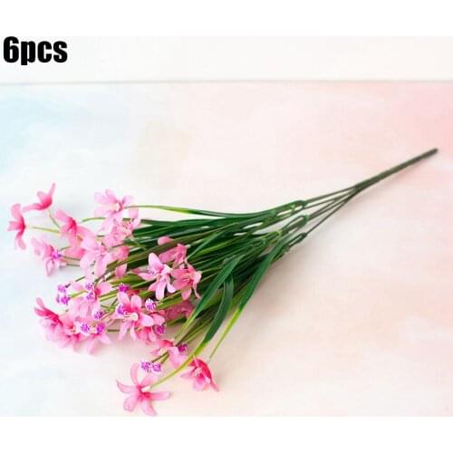 6PCS Garden Artificial Flowers Fake Plants Outdoor Home Wedding Decoration 100% Brand New And High Quality
