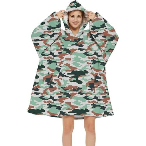 Camouflage Winter Blanket Sweatshirts Oversized Hoodies Giant For Women Hoody With Sleeve Print Warm Hooded Blanket Adult