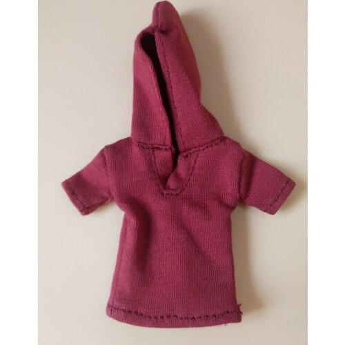 Red 1/12 Scale Hooded T-shirt Model For 6"Action Figures Doll