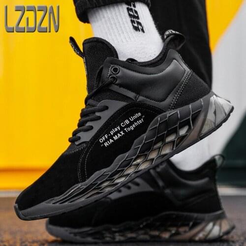 Trendy Mens Shoes All-Match Sports Baddy High Waist High Top Basketball Mens Autumn Increase The Trend Of Full Palm Cushion