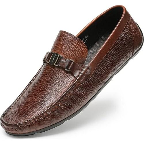 Brand Handmade Men Leather Autumn Casual Shoes Male Genuine Leather Loafers Men 2021 Slip On Luxury Fashion Black Mens Shoes