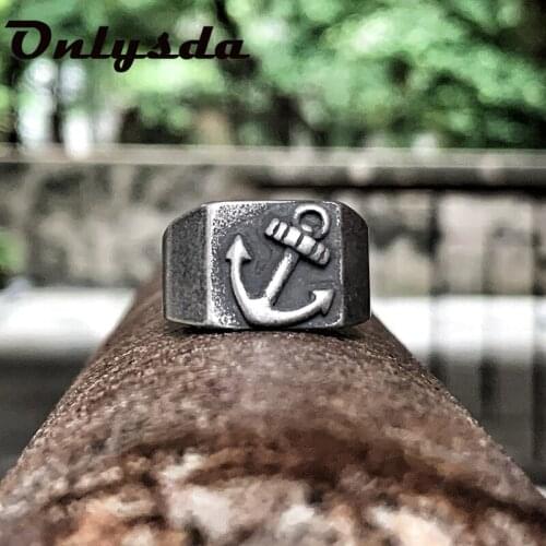 Us Size Rudder Anchor Ring 316L Stainless Steel Band Party Biker Jewelry Spade Skull Ring Dropshipping For Man Gift OSR614