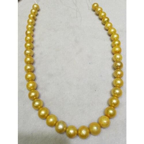 Strands 10-11mm genuine Cultured freshwater Golden Pearl pearl 17inch