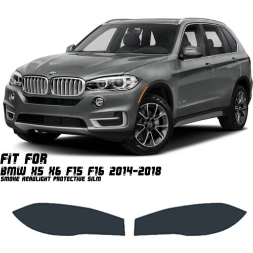 New Car LH+RH Smoke TPU Headlights Protective Precut Film Sticker Cover Trim Fit For BMW X5 X6 F15 F16 2014-2018