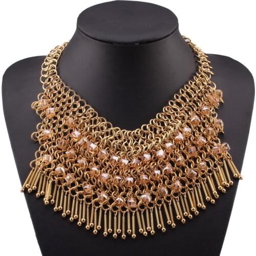 New Arrival Design Fashion Brand Multi-layer Necklaces Big Chunky Chain Crystal Pendant Statement Necklace for Women Gift