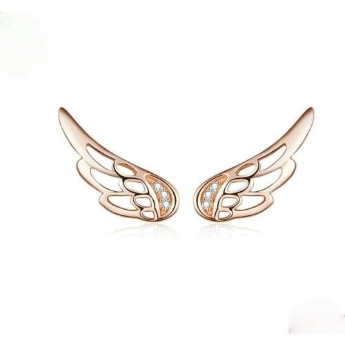 Silver Plated Fairy Wing Stud Earrings Womens Rose Gold Stud Earrings Wedding Engagement Jewelry Anti Allergy Stud Earrings