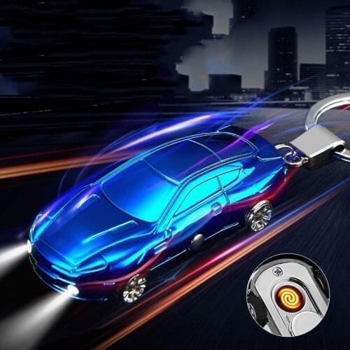 2021 Sports Car Appearance Cigarette Lighter Metal Usb Charging Lighter With LED Lighter Windproof High Quality Gadgets For Men